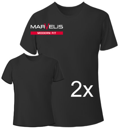 MARVELIS camisa MODERN FIT negro con cuelle en sobre (2 unidades)