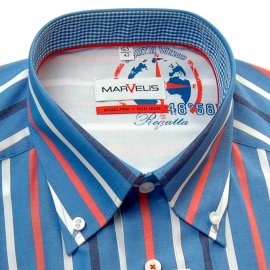 Marvelis Slim Fit a rayas camisa para hombres mangas largas (3737-64-15)