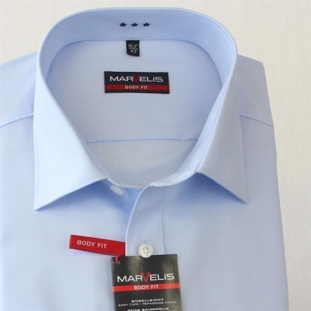 Marvelis Men's Shirt 100%Cotton Iron free Body Fit 69 Sleeve extra long 
