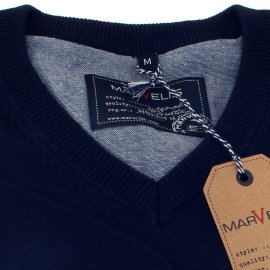 Herren Pullover, V-Ausschnitt, Marke MARVELIS, reine Baumwolle
