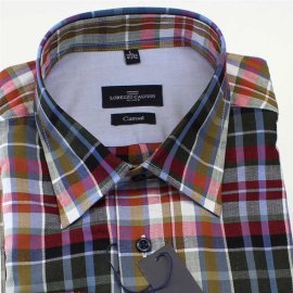 Lorenzo Calvino Twill-chemise pour homme carreau à manches longue (360271-75)