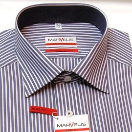 MARVELIS Men`s Shirt slim Fit striped long sleeve...