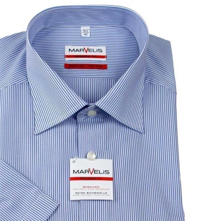 Marvelis Modern Fit a rayas camisa para hombres mangas cortas (7754-12-15) 39 (M)