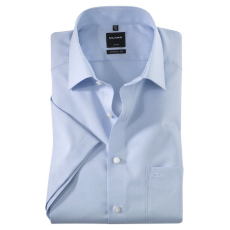 OLYMP LUXOR Men`s Shirt MODERN FIT chambray uni short sleeve (0304-12-11) 37 (S)