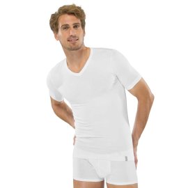 SCHIESSER Shirt shortsleeve v-neck white 95/5