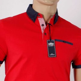 J.T.Ascott Jersey Polohemd Button-Down-Kragen Farbe rot
