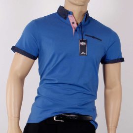 J.T.Ascott Jersey Polohemd Button-Down-Kragen Farbe blau