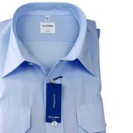 OLYMP pilote chemise pour homme uni bleu à manches courtes (0830-12-11) 46 (XXL)