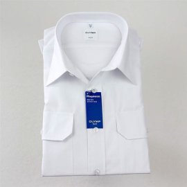 OLYMP Pilotenhemd uni weiß halbarm (0830-12-00) 43 (XL)