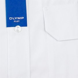 OLYMP Pilotenhemd uni weiß halbarm (0830-12-00) 43 (XL)