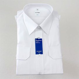 OLYMP Pilotenhemd uni weiß halbarm (0830-12-00) 48 (3XL)