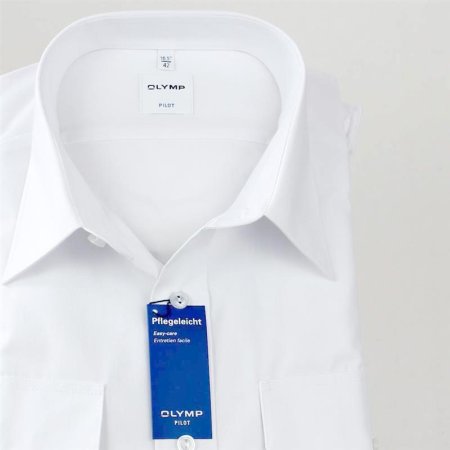 OLYMP Pilotenhemd uni weiß langarm (0780-64-00) 41 (L)