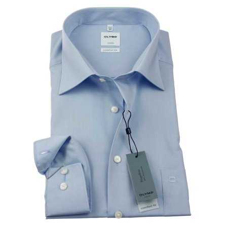 OLYMP LUXOR Men`s Shirt comfort fit chambray uni long sleeve 39 (M)
