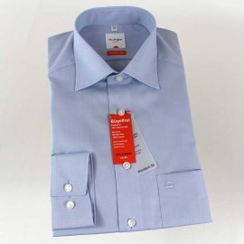 OLYMP LUXOR Men`s Shirt MODERN FIT chambray uni long sleeve 37 (S)