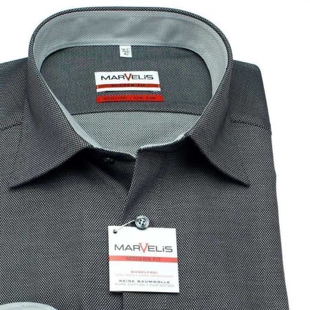 MARVELIS chemise pour homme MODERN FIT structure Kragenausputz à manches longue