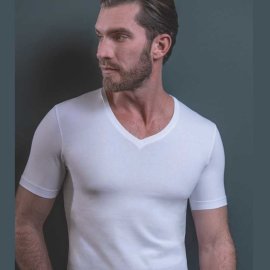 MARVELIS T-Shirt BODY FIT white with V-Neck (2-pack) (XXL)