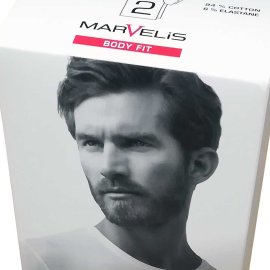 MARVELIS T-Shirt BODY FIT weiß mit Rundhals-Ausschnitt (2er Pack) (XL)