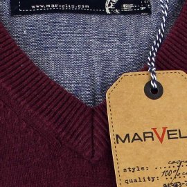 Punto de los hombres, con cuello en V, marca Marvelis, algodón puro