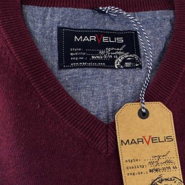 Pull homme, col en V, marque MARVELIS, pur coton S (37-38)