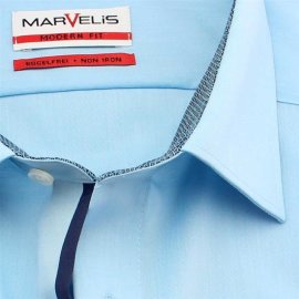 MARVELIS chemise pour homme MODERN FIT chambray à manches courtes 39-40 (M)