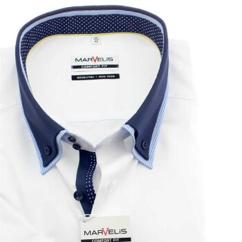 MARVELIS Hemd COMFORT FIT uni halbarm Doppelkragen mit...