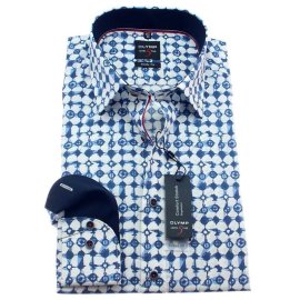 OLYMP Level Five BODY FIT a print camisa para hombres mangas largas
