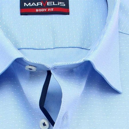 MARVELIS BODY FIT diamante jacquard camisa para hombres mangas cortas
