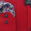 MARVELIS Hemd BODY FIT uni langarm mit blumigem Asputz