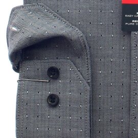 MARVELIS Hemd BODY FIT Diamant Jacquard schwarz langarm mit Ausputz