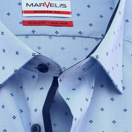 MARVELIS Hemd MODERN FIT MICRO-Karo mit Kragenausputz langarm 44 (XL)