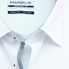 MARVELIS Hemd COMFORT FIT uni langarm mit Ausputz