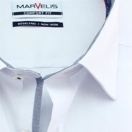 MARVELIS Hemd COMFORT FIT uni halbarm mit Ausputz 44 (XL)