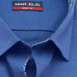 MARVELIS Hemd BODY FIT Jacquard blau langarm mit Ausputz 39 (M)