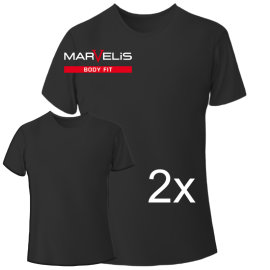 MARVELIS T-Shirt BODY FIT black with Crew Neck (2-pack)