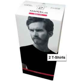 MARVELIS camisa negro BODY FIT con cuelle en crew neck (2 unidades)
