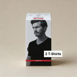 MARVELIS T-Shirt BODY FIT schwarz mit V-Ausschnitt (2er Pack)