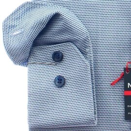 MARVELIS Hemd BODY FIT Jacquard langarm mit Kontrast Ausputz
