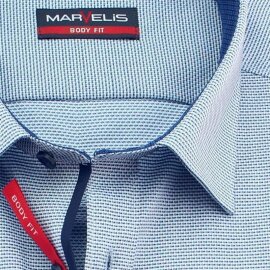 MARVELIS Hemd BODY FIT Jacquard langarm mit Kontrast Ausputz