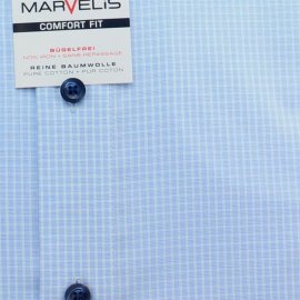 MARVELIS Hemd COMFORT FIT waffel karo halbarm Doppelkragen mit Button-Down 43-44 (XL)
