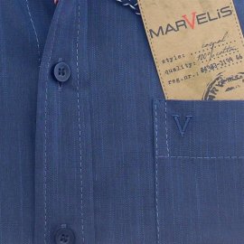 MARVELIS Chambray camisa para hombres CASUAL mangas cortas