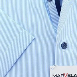 MARVELIS Hemd MODERN FIT MICRO streifen halbarm mit Kontrast