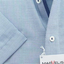 MARVELIS Hemd MODERN FIT jacquard halbarm mit Kontrast 43-44 (XL)