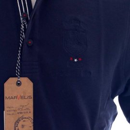 MARVELIS Polohemd MODERN FIT mit Strickkragen halbarm