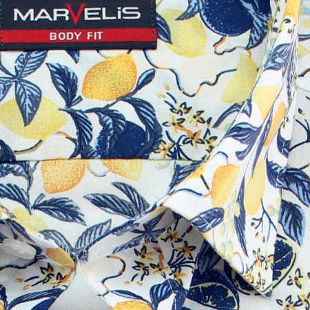 MARVELIS chemise pour homme BODY FIT élégante imprimée à manches longue