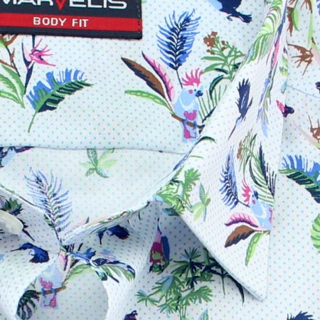 MARVELIS Shirt BODY FIT modern tropical print short sleeve