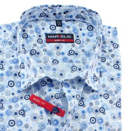 MARVELIS BODY FIT elegante impreso camisa para hombres mangas largas 37-38 (S)