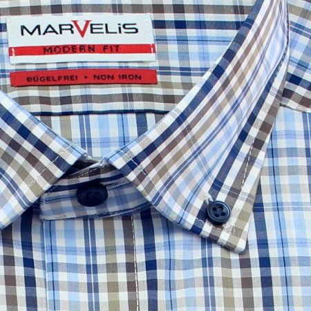 MARVELIS chemise pour homme MODERN FIT carreau à manches courtes
