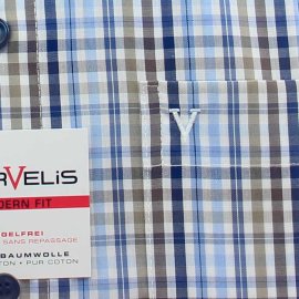 MARVELIS MODERN FIT a cuadro camisa para hombres mangas cortas 41-42 (L)