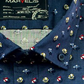 MARVELIS Chambray camisa para hombres CASUAL mangas cortas