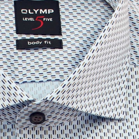 OLYMP Level Five BODY FIT a print camisa para hombres mangas largas